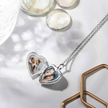 Silver Heart Locket With Photos And Engraving, 3 of 12
