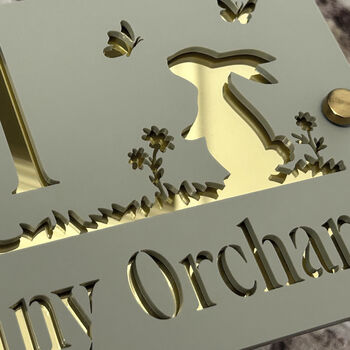 Personalised Rabbit And Butterfly Design House Acrylic Number Sign, 3 of 4