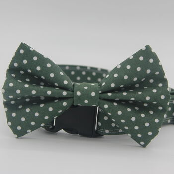 Dark Green Polkadot Dog Bow Tie, 2 of 6