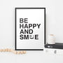 'Be Happy And Smile' Typographic Nursery Print, thumbnail 2 of 2