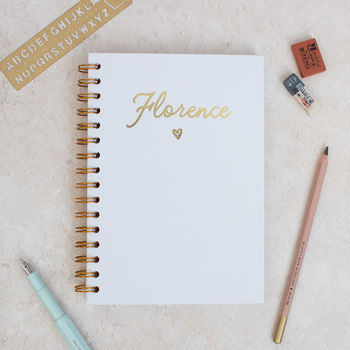 Personalised Simple Name Spiral Foil Notebook, 3 of 11
