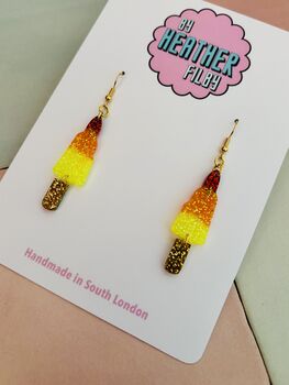 Rainbow Rocket Ice Lolly Glitter Statement Earrings / Summer Party Gift / Bright Statement Jewellery / Handmade Accessories, 3 of 5