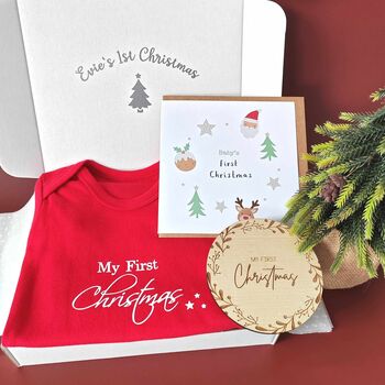 Personalised Baby’s First Christmas Vest Gift Set, 2 of 10