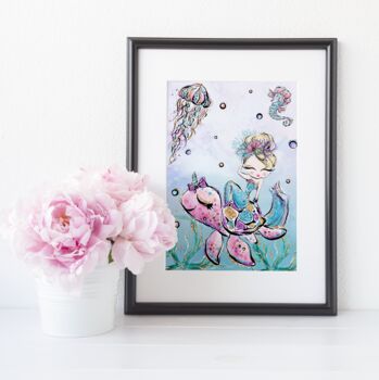 Magical Glitter Mermaid Print For Children, 4 of 6