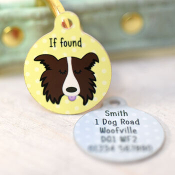 Border Collie Personalised Illustrated Dog Name Tag, 10 of 12