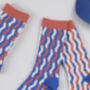 Blue Zig Zag Mid Calf Length Socks, thumbnail 4 of 4