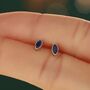 Extra Tiny Sapphire Blue Marquise Cz Stud Earrings In Sterling Silver, thumbnail 1 of 12