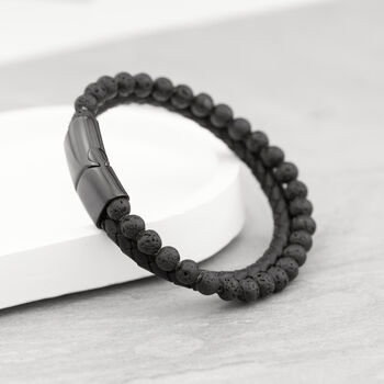 Personalised Men's Woven Duo Black Bracelet, 7 of 8