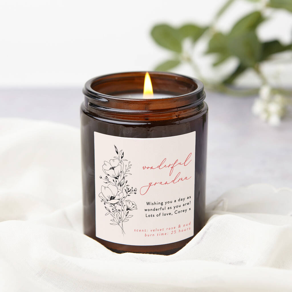 Grandma Birthday Gift Personalised Scented Candle, 1 of 8
