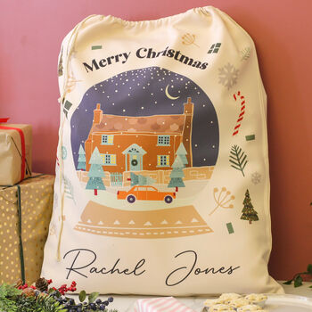 Personalised Snow Globe Christmas Santa Sack Gift, 2 of 6