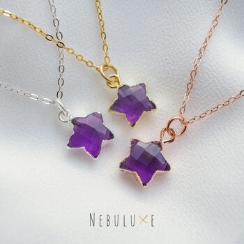 February Birthstone Amethyst Star Necklace, 3 of 11