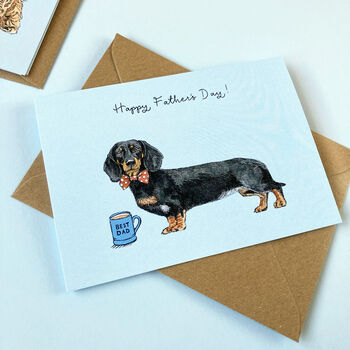 Black And Tan Sausage Dog/Dachshund Father's Day Card, 2 of 2