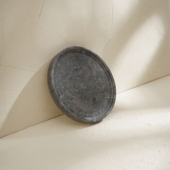 Handcrafted Black Round Marble Styling Tray, 2 of 3