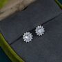 Sterling Silver Delicate Cz Flower Stud Earrings, thumbnail 1 of 12