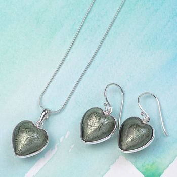 Heart Necklace And Earring Set In Murano Glass, 3 of 12