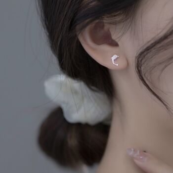 Sterling Silver Crystal Dolphin Stud Earrings, 3 of 5