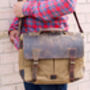 Vintage Style Canvas And Leather Satchel, thumbnail 2 of 12