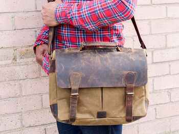 Vintage Style Canvas And Leather Satchel, 2 of 12