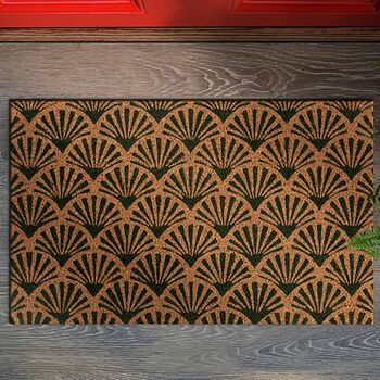 Verona Art Deco Forest Green Scallop Doormat, 3 of 4