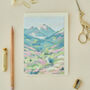 Pastel Mountains Llustrated Greetings Card, thumbnail 1 of 4