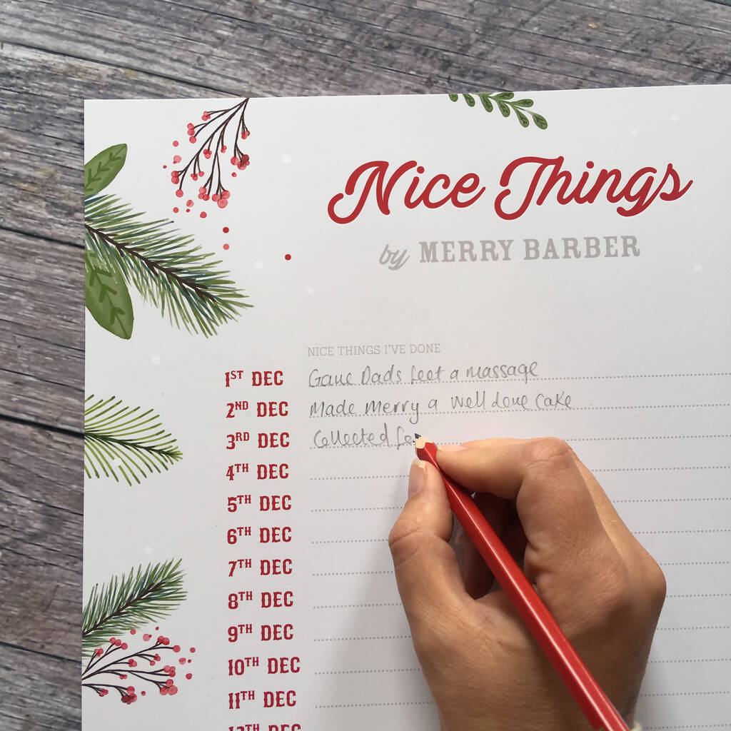 Personalised Nice List Advent Calendar For Grown Ups By Handmade By If