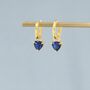 Sterling Silver Sapphire Blue Trillion Cut Cz Hoop Earrings, thumbnail 3 of 12