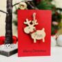 Personalised Mum And Dad Bauble Reindeer Christmas Card, thumbnail 1 of 4