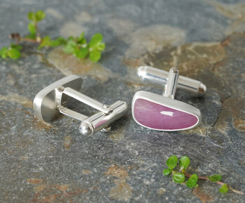 9ct Natural Pink Sapphire Cufflinks In Sterling Silver, 2 of 2