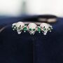 Sterling Silver Triple Skull Ring With Emerald Green Cz, thumbnail 6 of 10