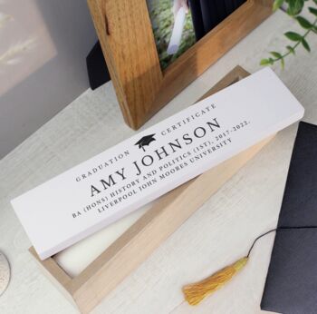 Personalised Graduation Wooden Certificate Holder, 3 of 3