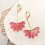 Pink Floral Statement Drop Earrings For Her, thumbnail 2 of 9