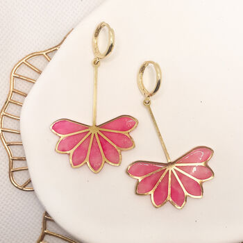 Pink Floral Statement Drop Earrings For Her, 2 of 9