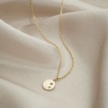 9ct Gold Mini Confetti Birthstone Disc Necklace, 3 of 7