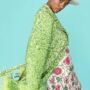 Lime Green Sequin And Feather Belted Coat, thumbnail 1 of 5
