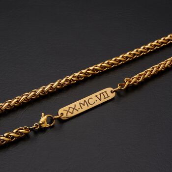 Engraved 5mm Gold Wheat Chain, 2 of 10
