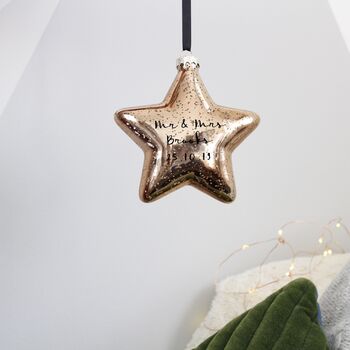 Mr And Mrs Glass Star Christmas Bauble Decoration, 7 of 8