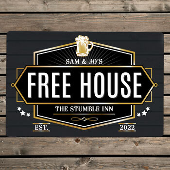 Personalised Free House Black Metal Sign, 2 of 3