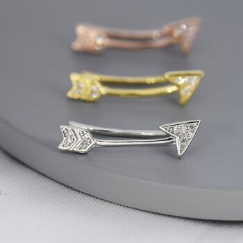 Arrow Cz Crawler Earrings In Sterling Silver, 3 of 12