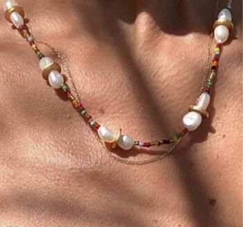 Rainbow Pearl Beaded Necklace, 2 of 4