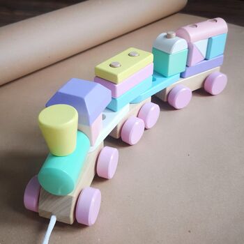 Perfect Pastel Wooden Stacking Train Set, 5 of 6