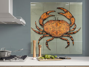 Crab Tile Mural Grey Green Background, 7 of 12