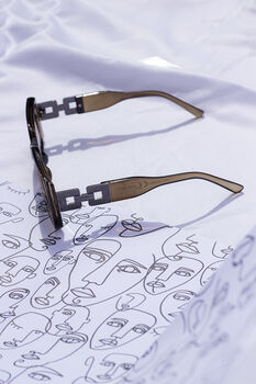 Grey Monogram Sided Rectangle Narrow Sunglasses, 6 of 6