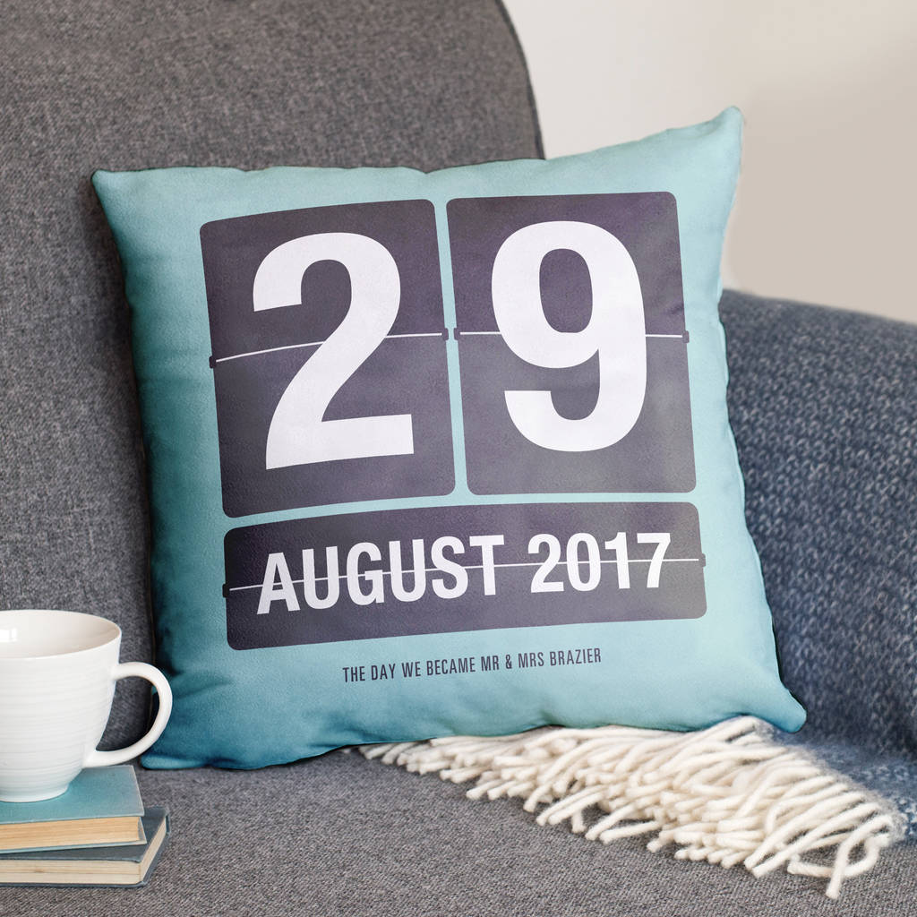 Special Date Flip Calendar Personalised Cushion By The Drifting Bear Co