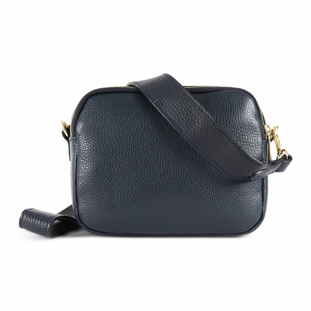 navy blue leather crossbody purse