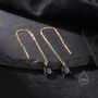 Black Cz Droplet Threader Earrings In Sterling Silver, thumbnail 8 of 11