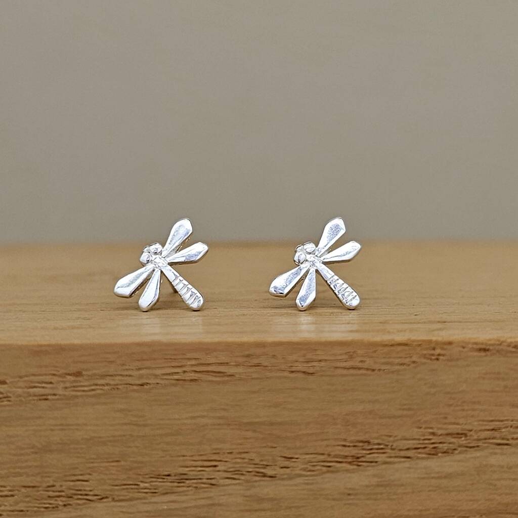 Sterling Silver Dragonfly Stud Earrings By Nest Gifts