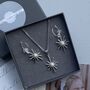 Celestial Silver Star Earrings And Necklace Gift Set, thumbnail 1 of 5