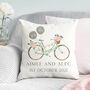 Personalised Just Married Bicycle Cushion, thumbnail 3 of 3