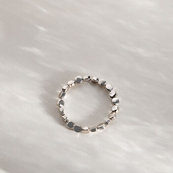 Sterling Silver Nugget Bead Ring, 2 of 8