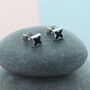 Clover Black Enamel Stud Earrings, thumbnail 1 of 2